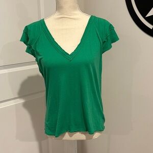 Green V-Neck Women's Top